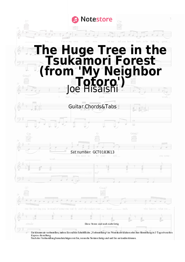 Akkorde Joe Hisaishi - The Huge Tree in the Tsukamori Forest (from 'My Neighbor Totoro') - Gitarren.Akkorde&Tabas
