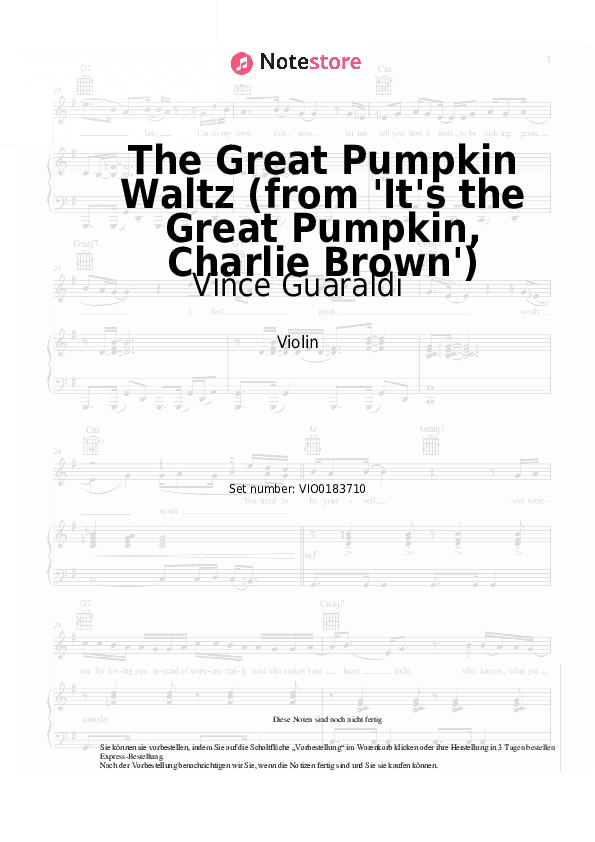 Noten Vince Guaraldi - The Great Pumpkin Waltz (from 'It's the Great Pumpkin, Charlie Brown') - Violine