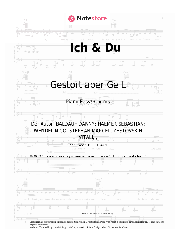 Einfache Noten und Akkorde Gestort aber GeiL, Sebastian Hämer - Ich & Du - Klavier.Einfach&Akkorde
