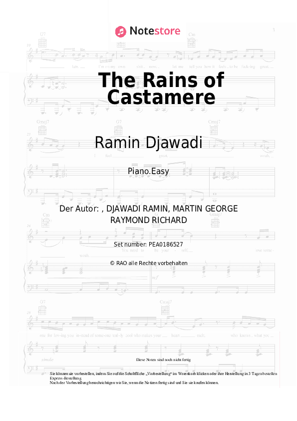 Einfache Noten Ramin Djawadi - The Rains of Castamere (From 'The Game Of Thrones') - Klavier.Einfach