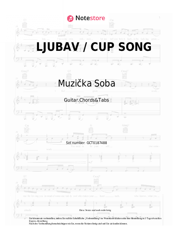 Akkorde Muzička Soba - LJUBAV / CUP SONG - Gitarren.Akkorde&Tabas