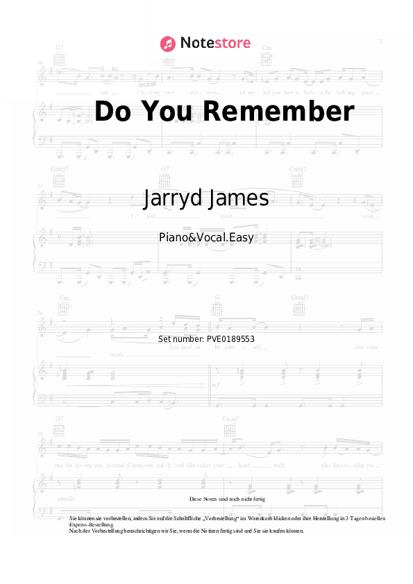 Einfache Noten Jarryd James - Do You Remember - Klavier&Gesang.Einfach
