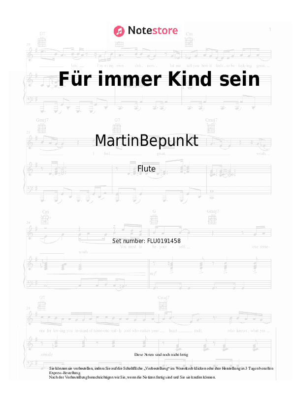 Noten MartinBepunkt - Für immer Kind sein - Flöte