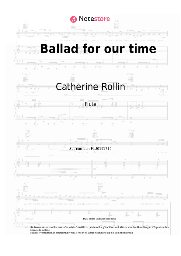 Noten Catherine Rollin - Ballad for our time - Flöte