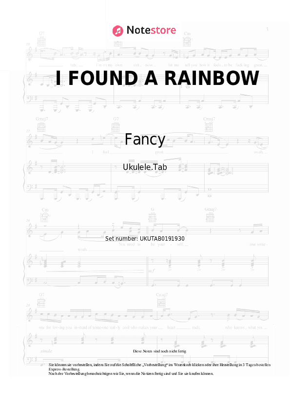 Noten Fancy, Lian Ross - I FOUND A RAINBOW - Ukulele.Tabs