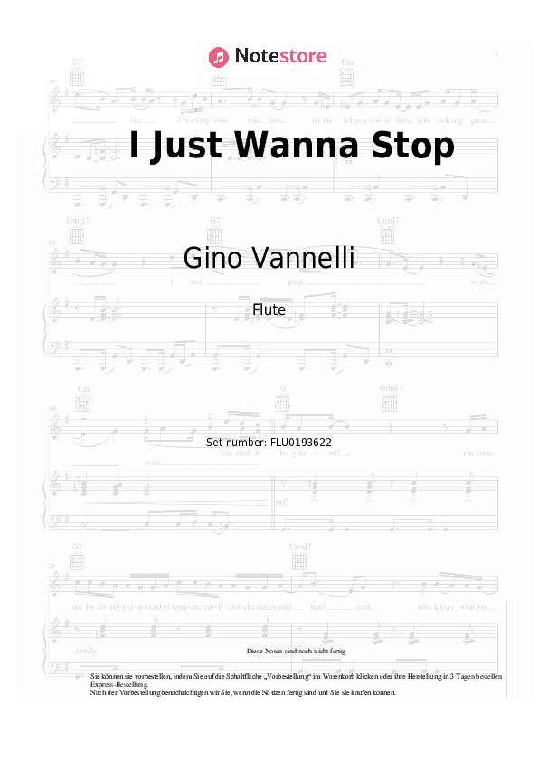 Noten Gino Vannelli - I Just Wanna Stop - Flöte