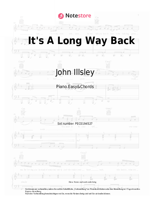 Einfache Noten und Akkorde John Illsley - It's A Long Way Back - Klavier.Einfach&Akkorde