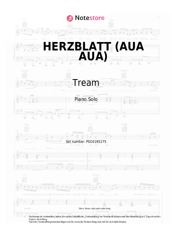 Noten Tream, Mia Julia - HERZBLATT (AUA AUA) - Klavier.Solo