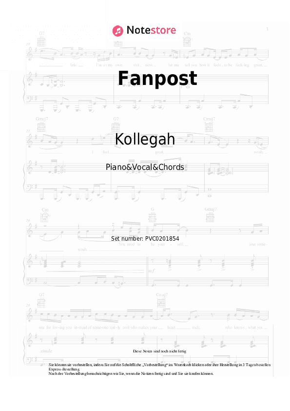 Noten und Akkorde Kollegah - Fanpost - Klavier&Gesang&Akkorde