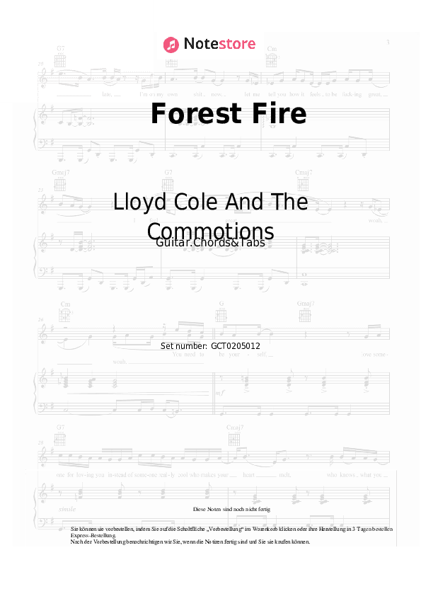 Akkorde Lloyd Cole And The Commotions - Forest Fire - Gitarren.Akkorde&Tabas