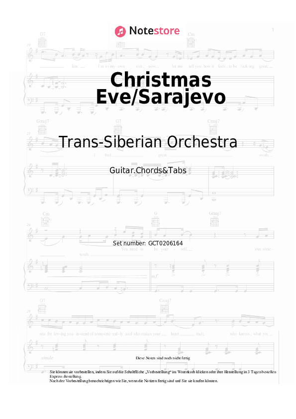 Akkorde Trans-Siberian Orchestra - Christmas Eve/Sarajevo 12/24 - Gitarren.Akkorde&Tabas