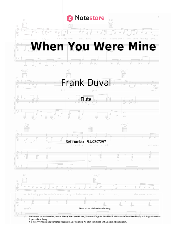 Noten Frank Duval - When You Were Mine - Flöte