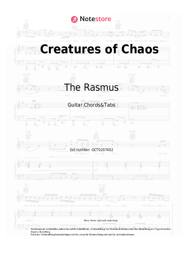 Akkorde The Rasmus - Creatures of Chaos - Gitarren.Akkorde&Tabas