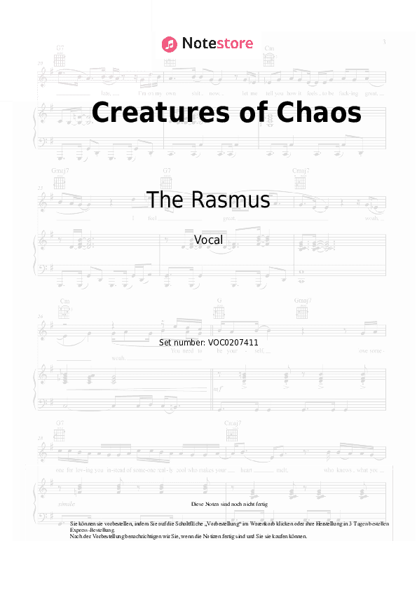 Noten The Rasmus - Creatures of Chaos - Gesang