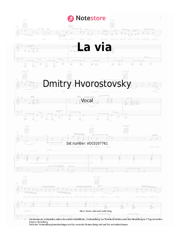 Noten Dmitry Hvorostovsky, Igor Krutoy - La via - Gesang
