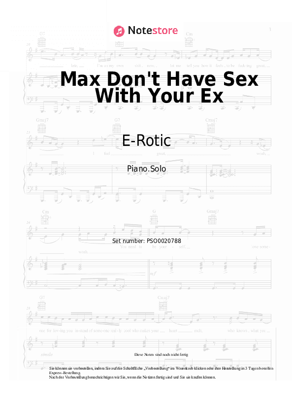 Noten E-Rotic - Max Don't Have Sex With Your Ex - Klavier.Solo