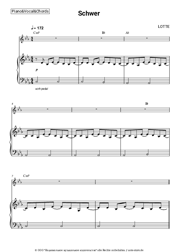 Noten und Akkorde LOTTE - Schwer - Klavier&Gesang&Akkorde