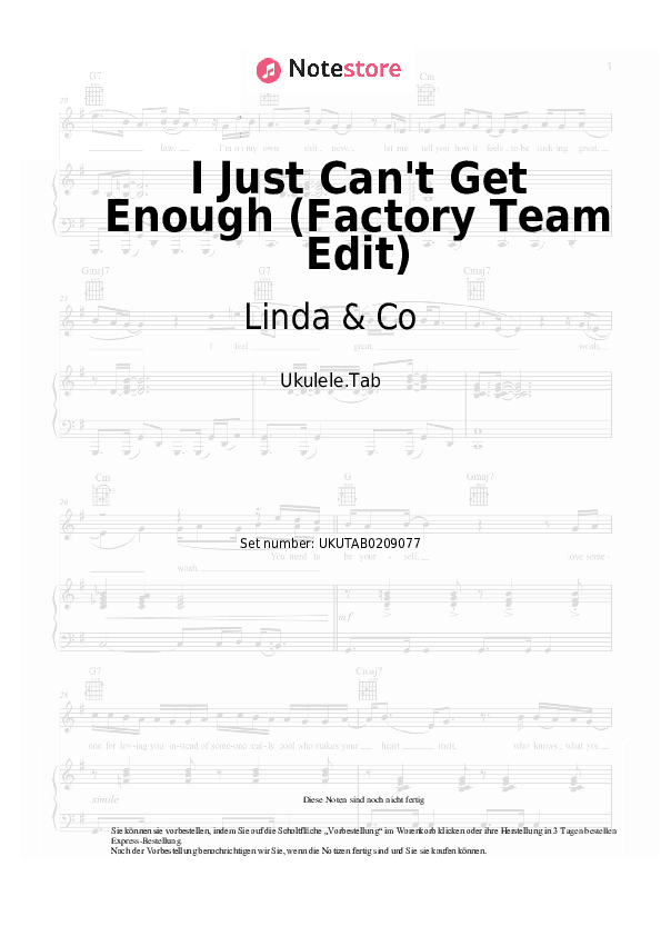 Noten Linda & Co - I Just Can't Get Enough (Factory Team Edit) - Ukulele.Tabs