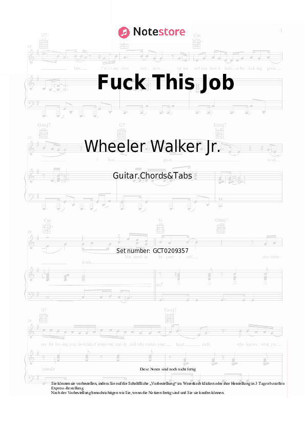 Akkorde Wheeler Walker Jr. - Fuck This Job - Gitarren.Akkorde&Tabas