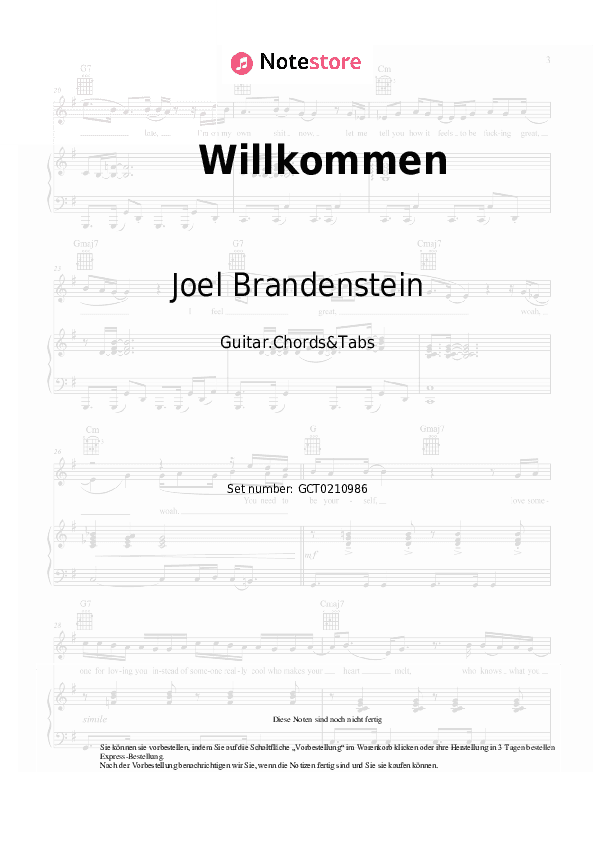 Akkorde Joel Brandenstein - Willkommen - Gitarren.Akkorde&Tabas