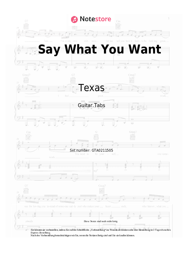 Tabs Texas - Say What You Want - Gitarre.Tabs