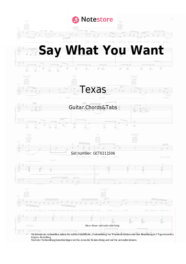 Akkorde Texas - Say What You Want - Gitarren.Akkorde&Tabas