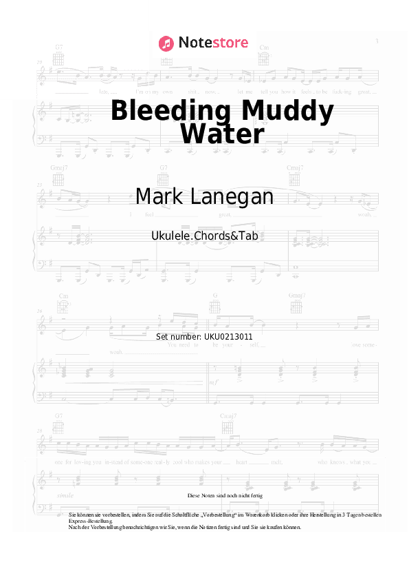 Noten Mark Lanegan - Bleeding Muddy Water - Ukulele.Akkorde&Tabs