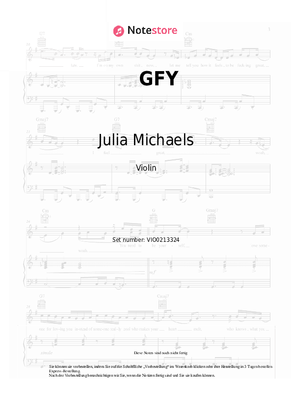 Noten Julia Michaels - GFY - Violine