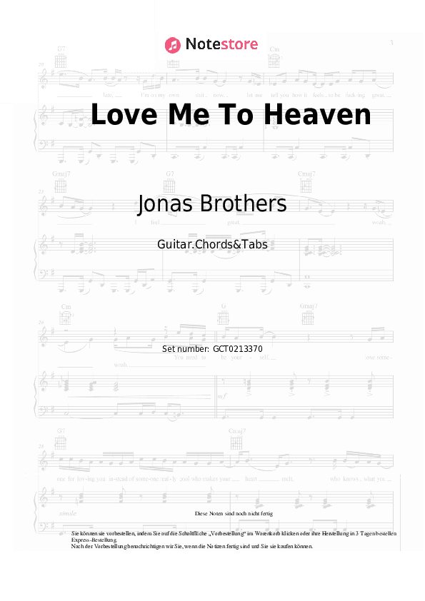 Akkorde Jonas Brothers - Love Me To Heaven - Gitarren.Akkorde&Tabas