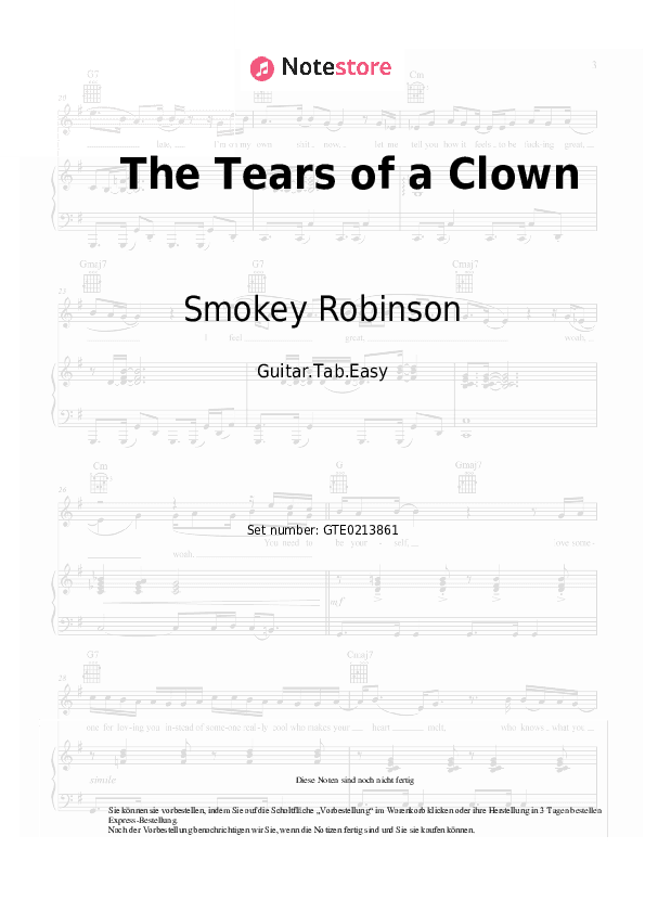 Einfache Tabs Smokey Robinson, The Miracles - The Tears of a Clown - Gitarre.Tabs.Easy