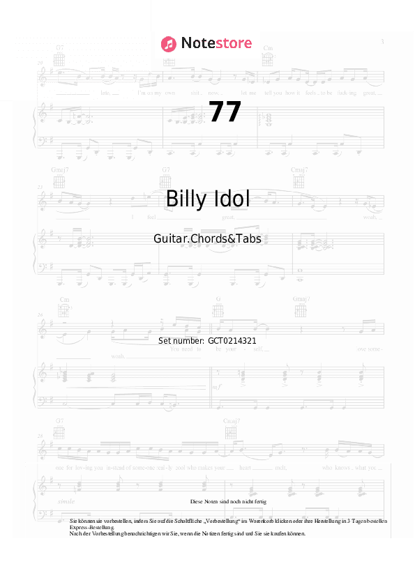 Akkorde Billy Idol, Avril Lavigne - 77 - Gitarren.Akkorde&Tabas