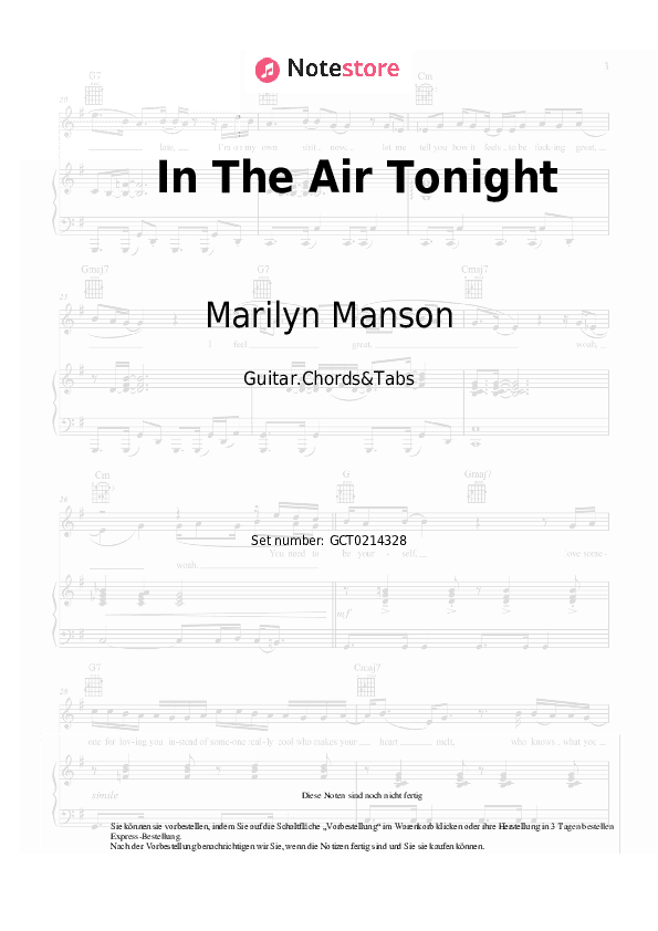 Akkorde Marilyn Manson - In The Air Tonight - Gitarren.Akkorde&Tabas