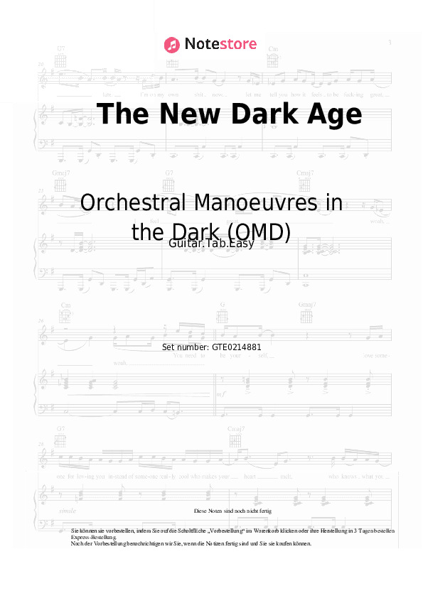 Einfache Tabs Orchestral Manoeuvres in the Dark (OMD) - The New Dark Age - Gitarre.Tabs.Easy