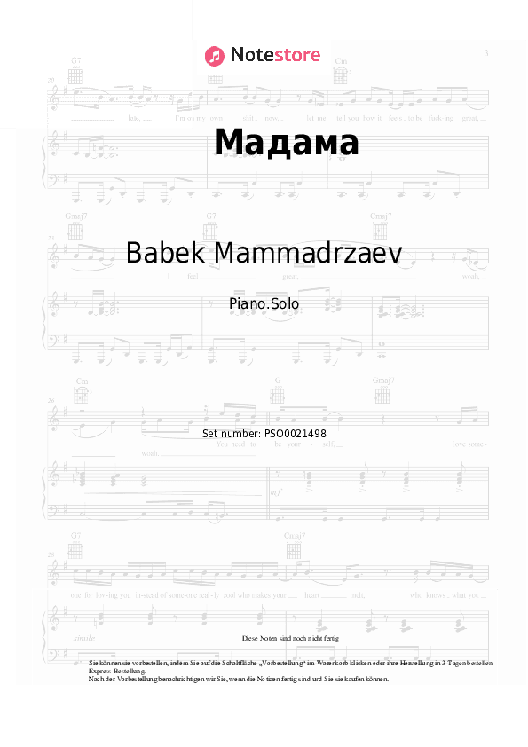 Noten Babek Mammadrzaev, ADAM - Мадама - Klavier.Solo