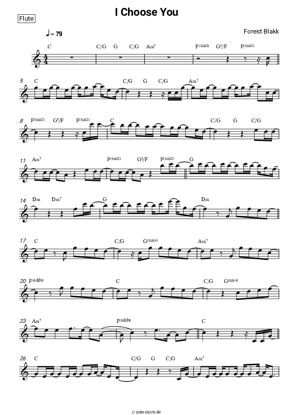 Noten Forest Blakk - I Choose You - Flöte