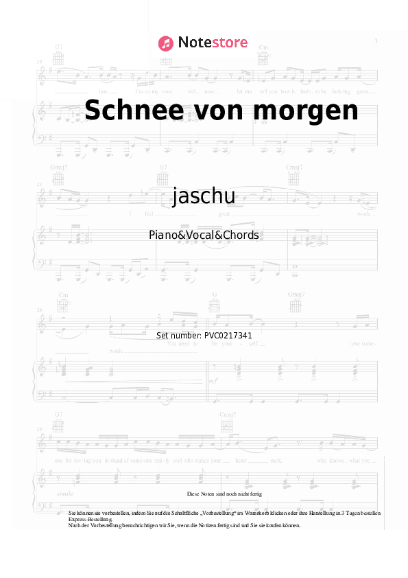 Noten und Akkorde jaschu - Schnee von morgen - Klavier&Gesang&Akkorde