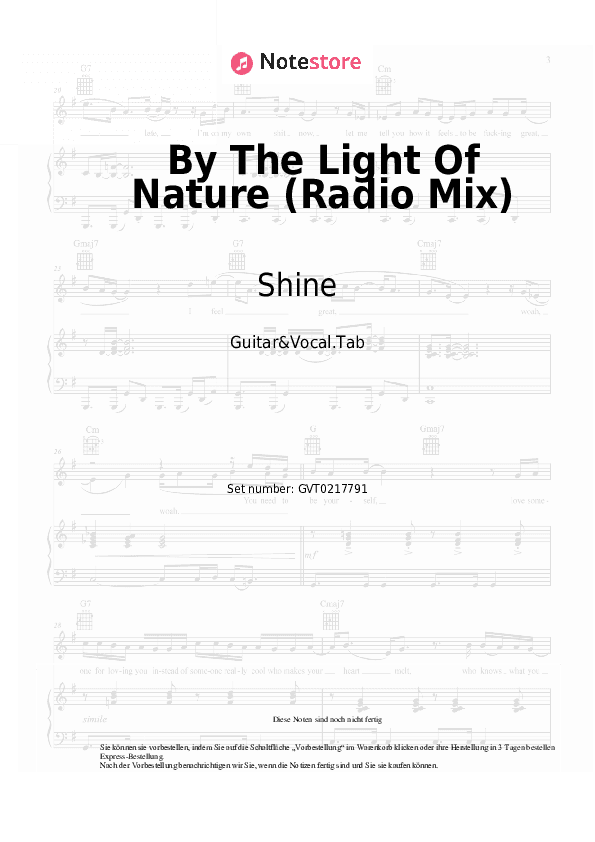 Akkorde und Gesang Shine - By The Light Of Nature (Radio Mix) - Gitarre&Gesang.Tabs