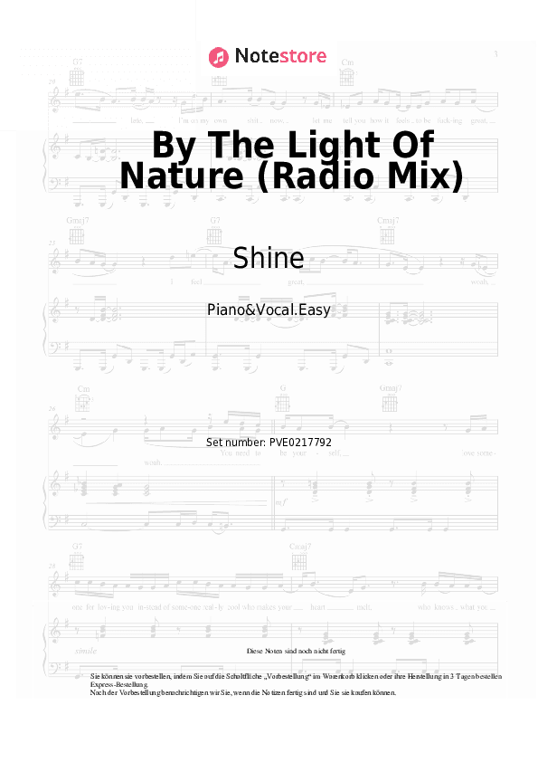 Einfache Noten Shine - By The Light Of Nature (Radio Mix) - Klavier&Gesang.Einfach