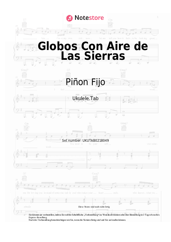Noten Piñon Fijo - Globos Con Aire de Las Sierras - Ukulele.Tabs