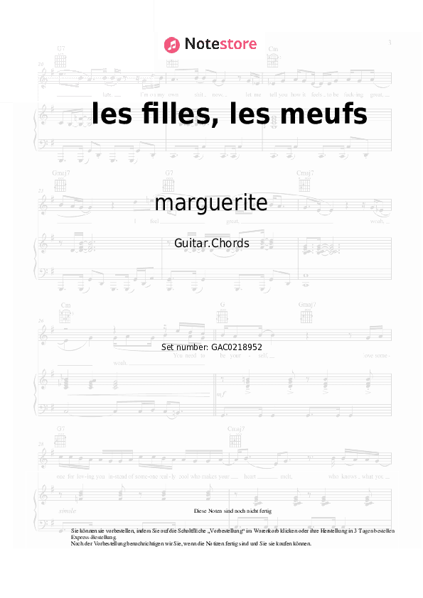 Akkorde marguerite - les filles, les meufs - Gitarre.Akkorde