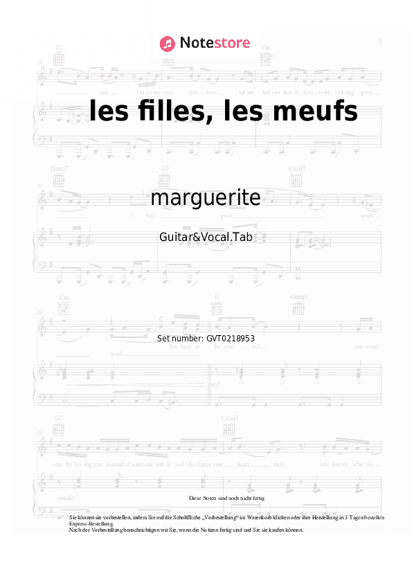 Akkorde und Gesang marguerite - les filles, les meufs - Gitarre&Gesang.Tabs