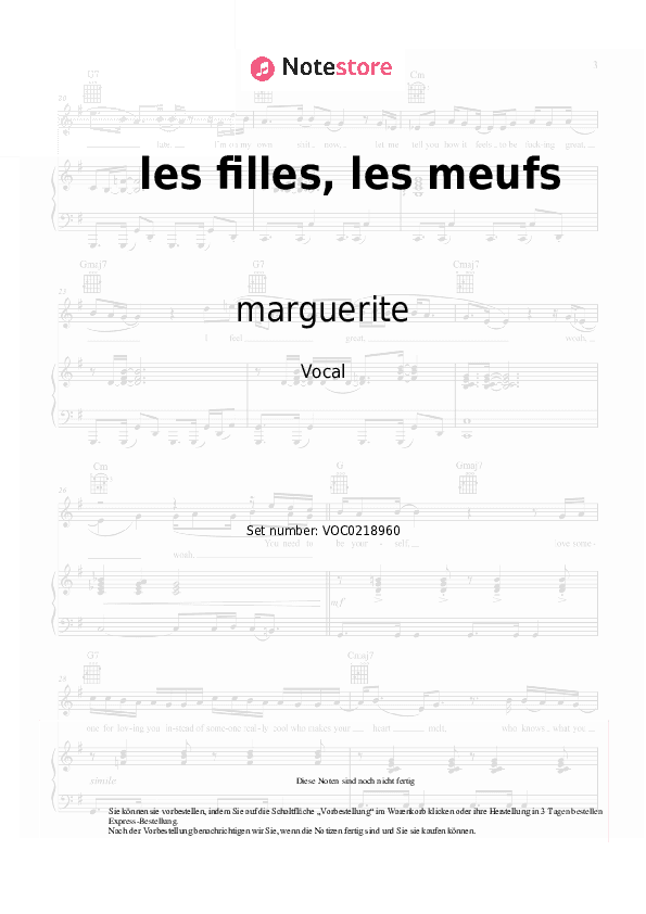 Noten marguerite - les filles, les meufs - Gesang
