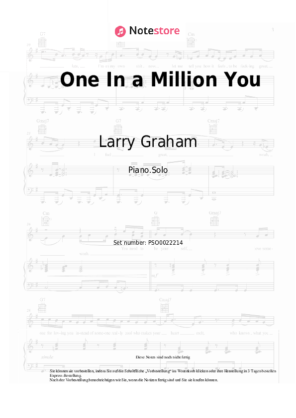 Noten Larry Graham - One In a Million You - Klavier.Solo