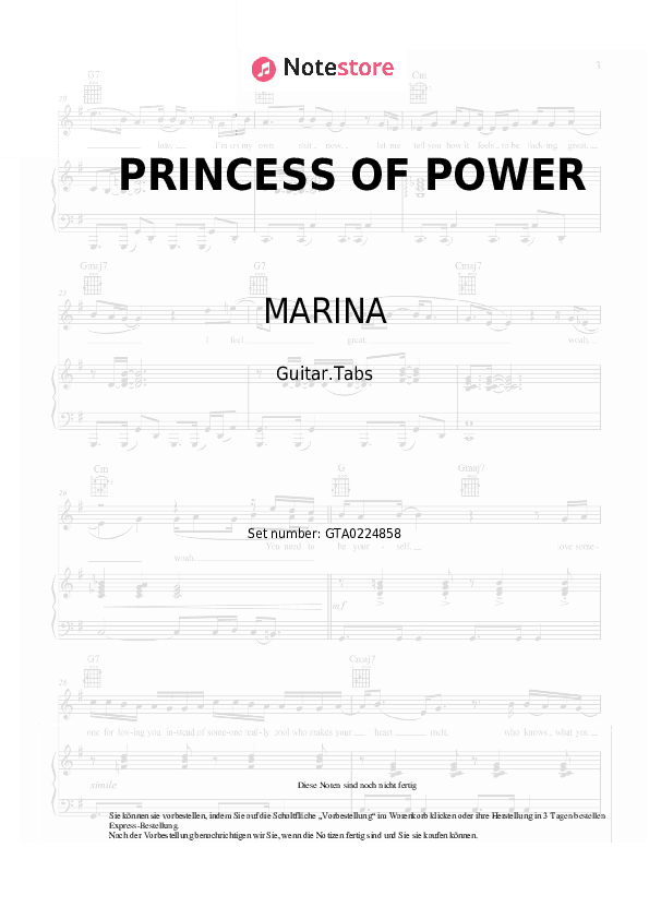 Tabs MARINA - PRINCESS OF POWER - Gitarre.Tabs
