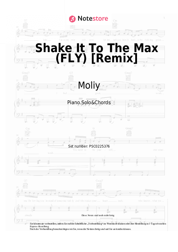 Noten und Akkorde Moliy, Silent Addy, Skillibeng, Shenseea - Shake It To The Max (FLY) [Remix] - Klavier.Solo&Akkorde