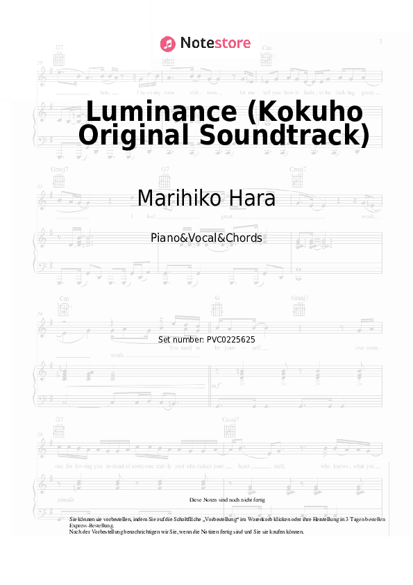 Noten und Akkorde Marihiko Hara, Satoru Iguchi - Luminance (Kokuho Original Soundtrack) - Klavier&Gesang&Akkorde