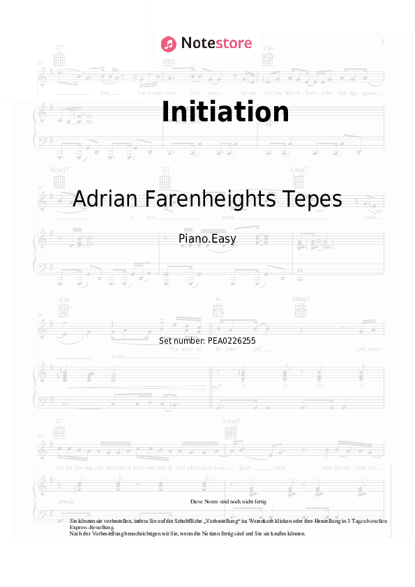 Einfache Noten Adrian Farenheights Tepes - Initiation - Klavier.Einfach