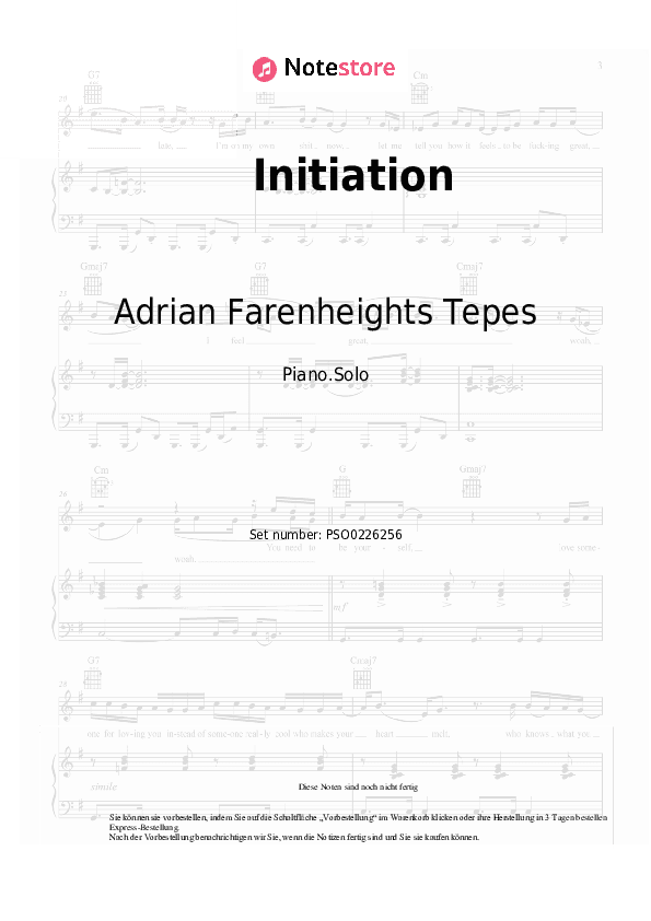 Noten Adrian Farenheights Tepes - Initiation - Klavier.Solo