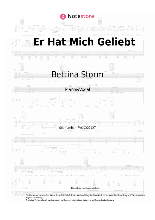 Noten mit Gesang Bettina Storm - Er Hat Mich Geliebt - Klavier&Gesang