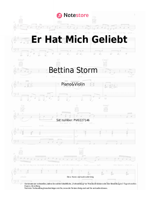 Noten Bettina Storm - Er Hat Mich Geliebt - Klavier&Geige